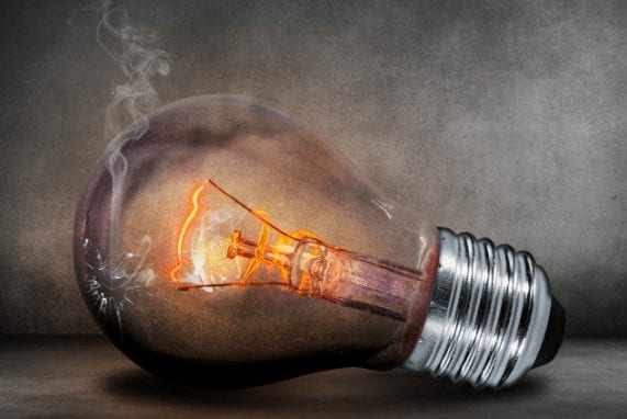 jobs, light bulb with crack and smoke coming from it