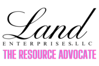 Business logo, black font, pink font
